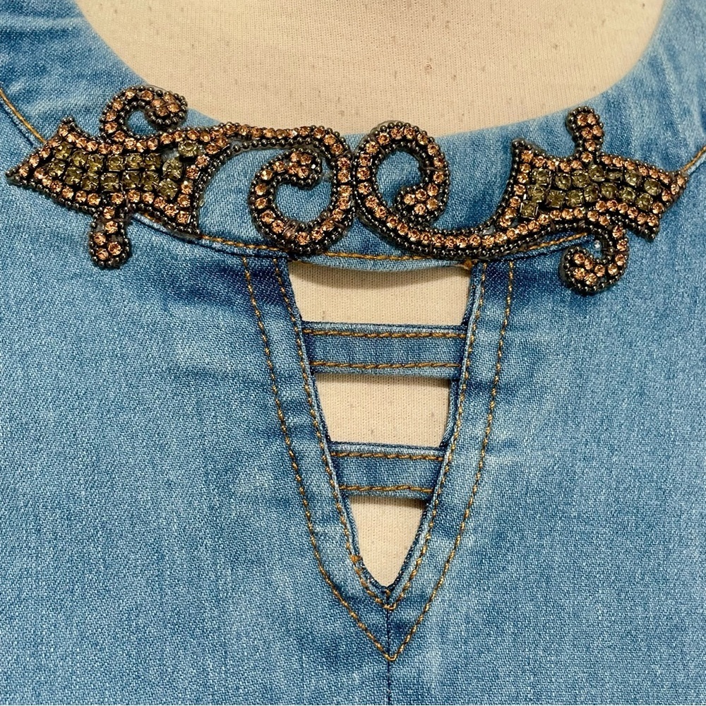 NWT Joyaly Demin Acid Wash Bombshell Dress Size 38. - Picture 5 of 15